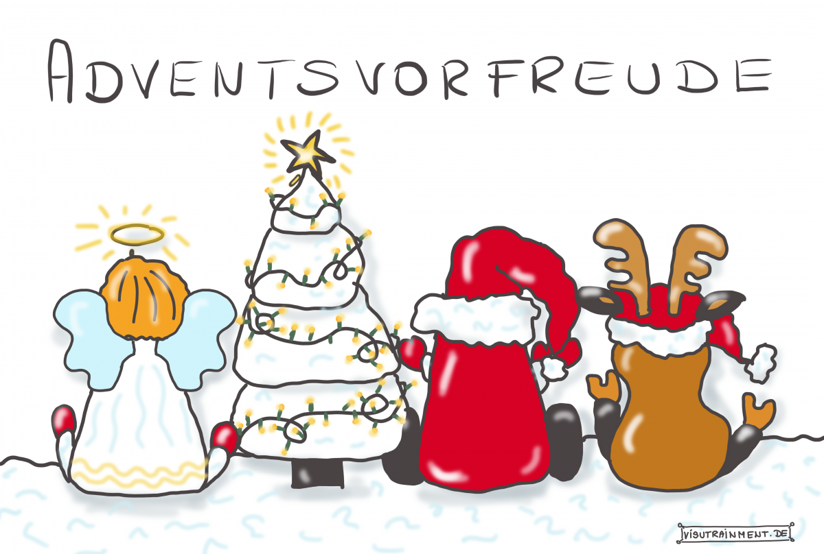 Engel, Elch, Tannenbaum und Rudi