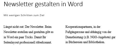 Word Seitenlayout Uberschriften In Newslettern Erstellen